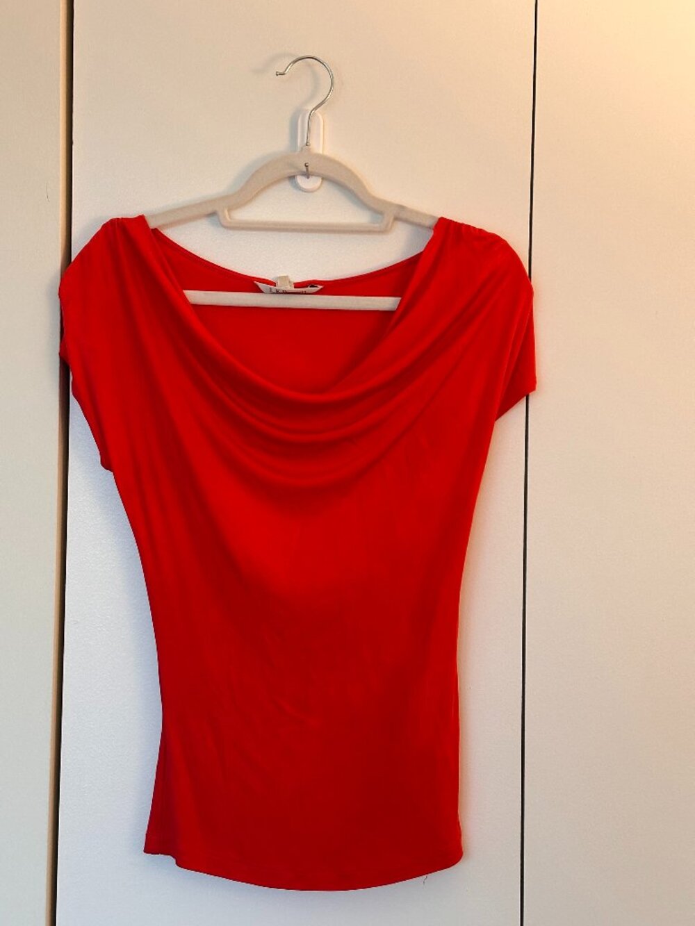 LK Bennet Red Cowl Neck Jersey Top - Size XS